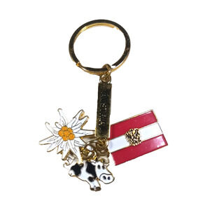 Austria Metal Keychain Cow Flag Flower Souvenir Statement Piece Resistance...